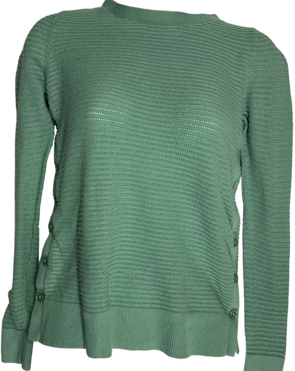 LOFT Sweater Womens XS Green Crew Neck Knit Long Sleeve Lightweight Minimalist